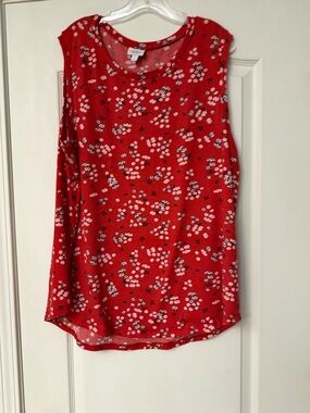 Lularoe Sleeveless Red Floral Tank Top 2XL